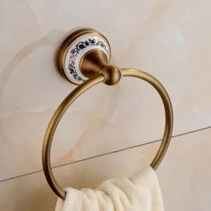 Zestaw akcesoriów łazienkowych w stylu retro ceramika i mosiądz Pierścień na ręcznik