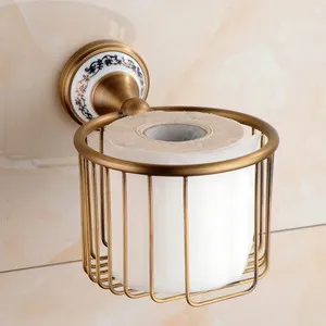 Zestaw akcesoriów łazienkowych w stylu retro ceramika i mosiądz Uchwyt na papier 2