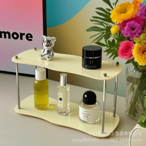 Wielopoziomowy akrylowy stojak na kubki i perfumy — organizer na biurko ins style Różowy