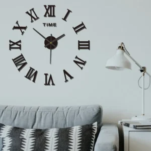 Akrylowy zegar ścienny 3D z cyframi rzymskimi – lustrzane cyfry DIY Zielony