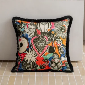 Aksamitna poszewka wszechwidzące oko boho retro alchemia 45x45 cm Wielo