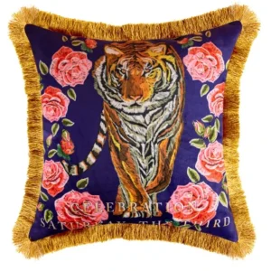 Aksamitna poszewka różowy leopard tygrys dekoracyjna sofa 45x45 cm Niebieski