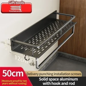 Aluminiowa półka ścienna do kuchni i łazienki Czarny