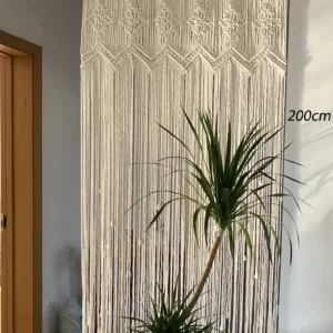 Bawełniana makrama zasłona do drzwi boho – ręcznie tkana dekoracja Zielony