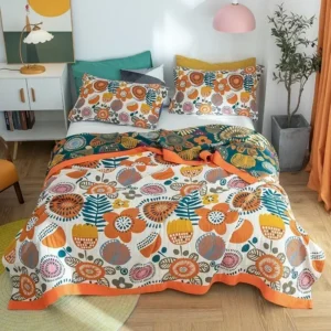 Bawełniany koc nordycki na sofę — letnia narzuta boho king size Zielony fluorescencyjny