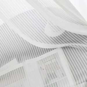 Białe tiulowe zasłony w pionowe paski roleta styl do salonu Biały