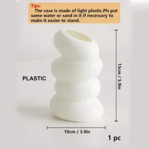 Biały spiralny wazon plastikowy nordycki — dekoracja biurka i salonu Biały