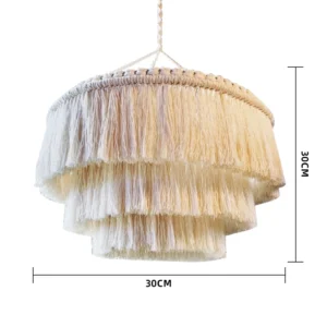 Boho abażur z makramy tkany – lampa wisząca w stylu nordyckim Masło
