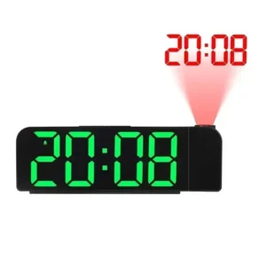 Budzik z projektorem i wyświetlaczem temperatury – USB LED Biały