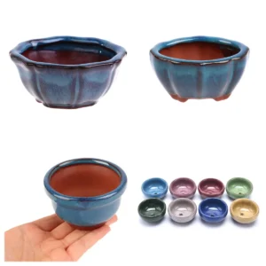 Ceramiczna doniczka bonsai z fioletowego piasku ceramicznego na biurko 