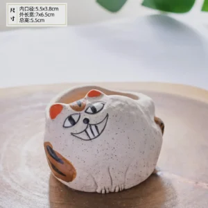 Ceramiczna doniczka kot szczęścia na sukulenty i kaktusy Burgundia