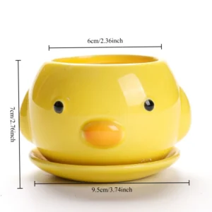 Ceramiczna doniczka na sukulenty z motywem z kreskówki Biały