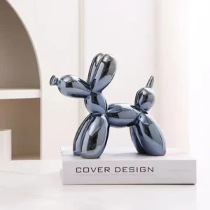 Ceramiczna figurka psa balonowego – abstrakcyjna ozdoba domu 11 cm Jasny brąz