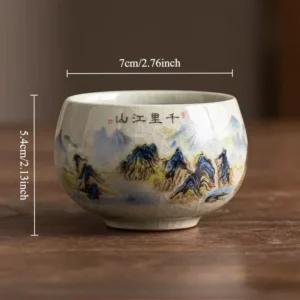 Ceramiczna filiżanka do herbaty z efektem lodowych pęknięć ręcznie malowana Pomarańczowy