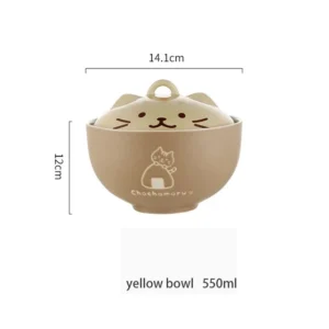 Ceramiczna miska na zupę z pokrywką, motyw kota 550 ml Zielony