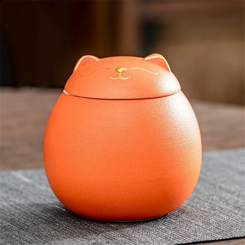 Ceramiczna puszka na herbatę Lucky Cat szczelna pojemnik kuchenny Khaki
