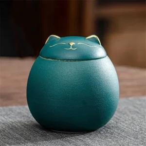 Ceramiczna puszka na herbatę Lucky Cat szczelna pojemnik kuchenny Pomarańczowy
