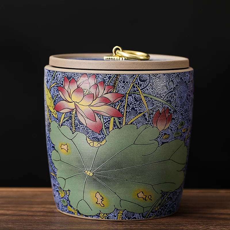 Ceramiczna puszka na herbatę z pokrywką w stylu retro chińskim Czekolada