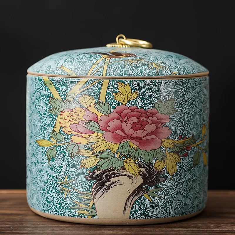 Ceramiczna puszka na herbatę z pokrywką w stylu retro chińskim Fioletowy/фиолетовый