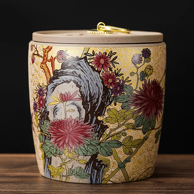 Ceramiczna puszka na herbatę z pokrywką w stylu retro chińskim Wielo
