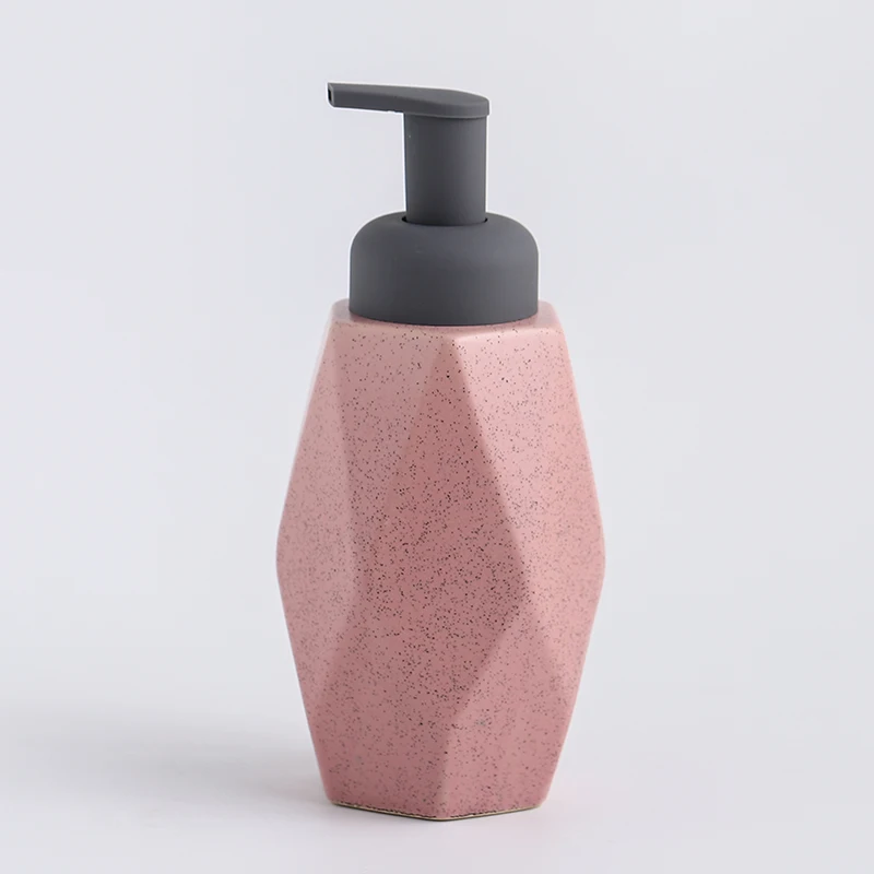 Ceramiczny dozownik mydła w piance na blat Różowy 440ml