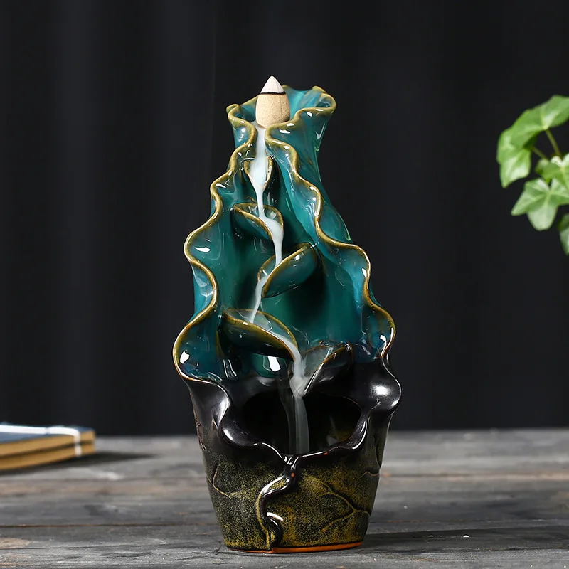 Ceramiczny kadzielnik Lotos – wodospad dymu do salonu żółty