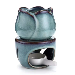 Ceramiczny kominek zapachowy 120 ml z motywem tulipana — podgrzewacz olejków Niebieski