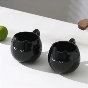 Ceramiczny kubek w kształcie kota 380 ml Czarny