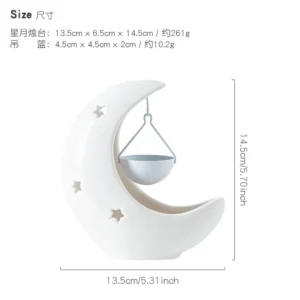 Ceramiczny podgrzewacz olejków w kształcie księżyca — dyfuzor na tealight Biały
