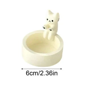 Ceramiczny świecznik kotek grzejący łapki na tealight Biały
