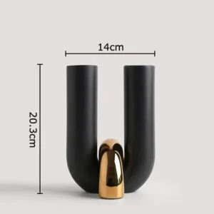 Ceramiczny wazon w kształcie litery U do aranżacji kwiatowych żółty