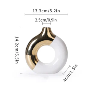 Ceramiczny wazon luksusowy nordycki ze złotym akcentem żółty