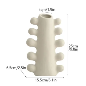 Ceramiczny wazon nordycki na suszone kwiaty — matowa biel boho żółty