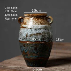 Ceramiczny wazon retro hydroponika postarzany styl vintage żółty
