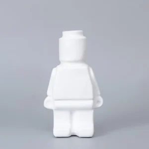 Ceramiczny wazon robot nordycki — dekoracja biurka i gabinetu Biały