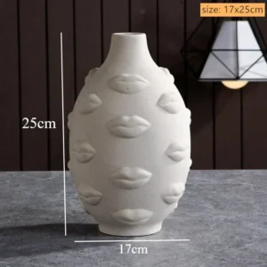 Ceramiczny wazon rzeźbiony w kształcie twarzy człowieka Pomarańczowy