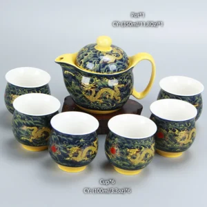 Chiński ceramiczny zestaw do herbaty Kung Fu ze smokiem Matowy
