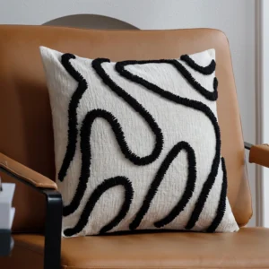 Chenille poszewka boho geometryczna miękka sofa salon 45x45 Czarny