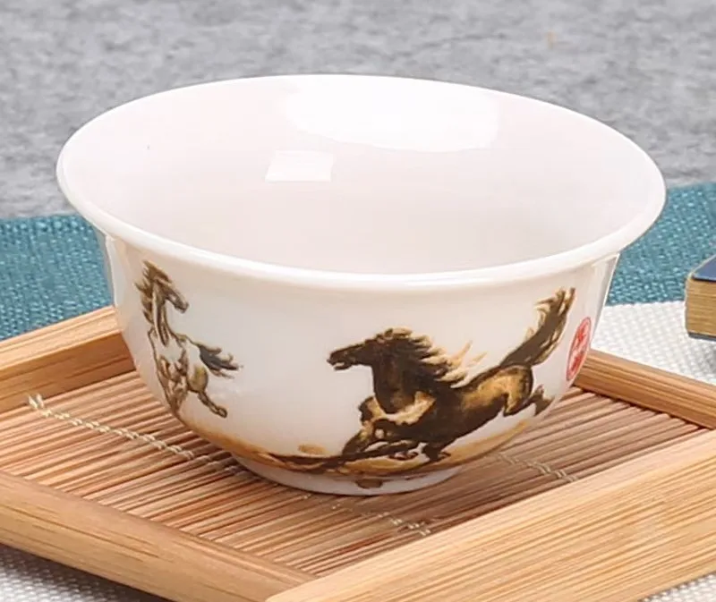 Chiński zestaw do herbaty Gaiwan porcelanowy kung fu Khaki