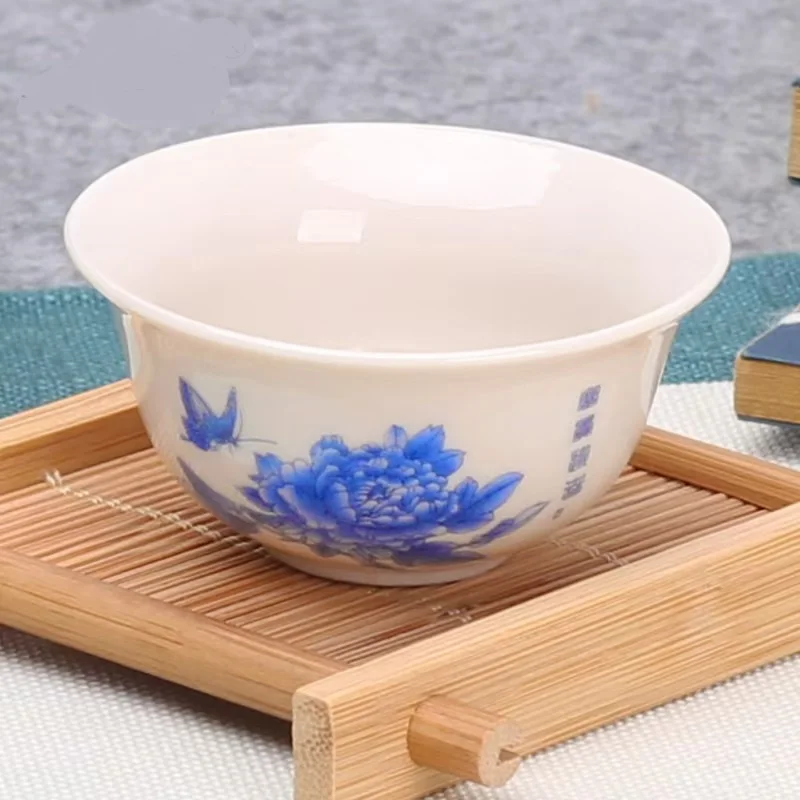 Chiński zestaw do herbaty Gaiwan porcelanowy kung fu Niebieski
