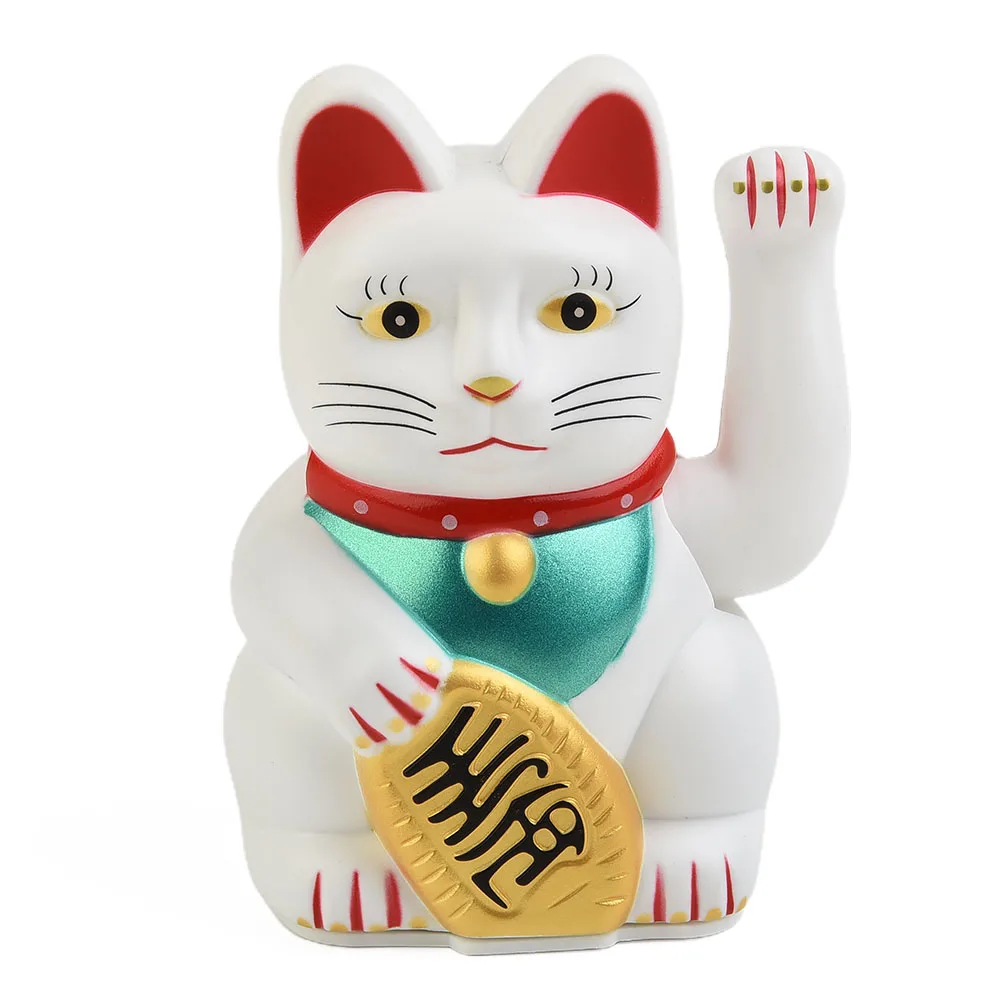 Chiński kot na szczęście – machająca figurka maneki neko Biały
