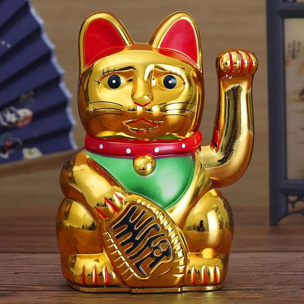 Chiński kot na szczęście – machająca figurka maneki neko Jasnoszary