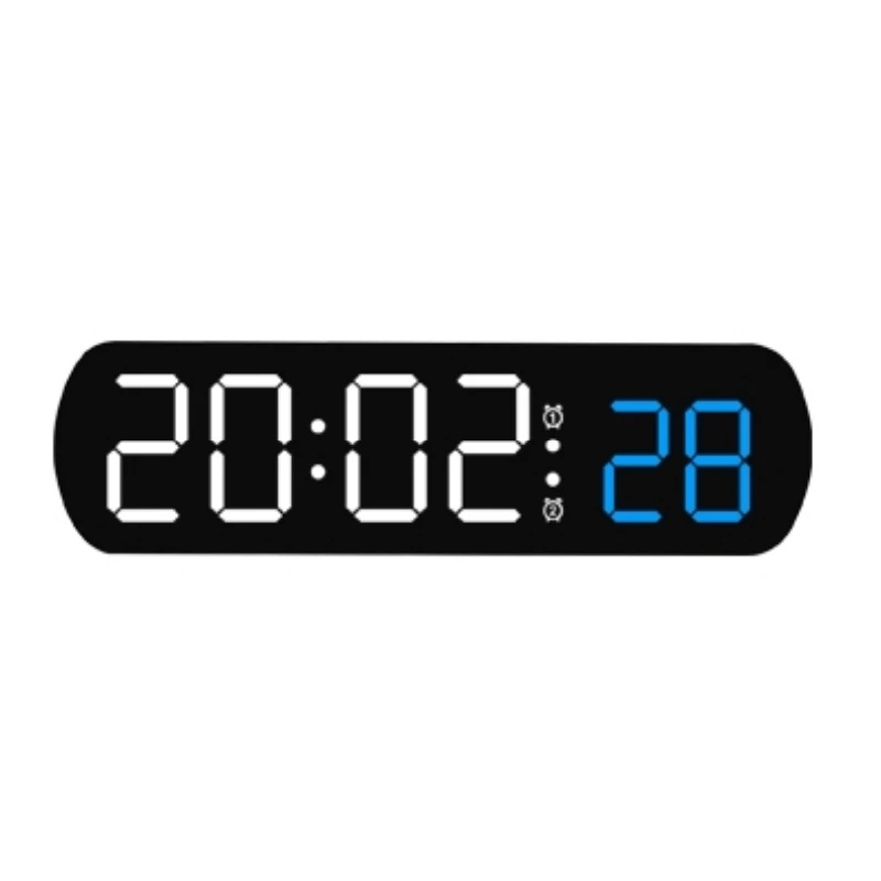 Cyfrowy budzik LED ze sterowaniem głosem temperaturą i timerem Niebieski