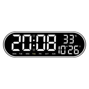 Cyfrowy zegar LED 15 cali z pilotem, stoperem i wyświetlaczem temperatury Biały