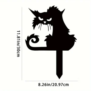 Czarna metalowa sylwetka kota na ścianę ogrodzenie – ozdoba zewnętrzna Czarny