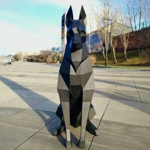 Czarny Doberman 3D z papieru – rzeźba ścienna do sypialni Jasnoszary