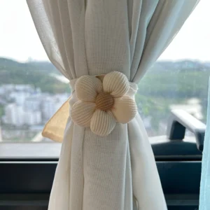 Dekoracyjna klamra do zasłon z misiem i kwiatkiem — romantyczna spinka Kawaii żółty