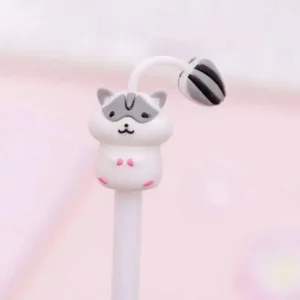 Długopis żelowy chomik i kot, kawaii, słodki dodatek na biurko Biały