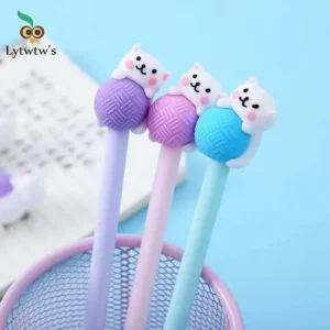 Długopis żelowy z kotem, kreatywny, kawaii, do biura i szkoły Czarny