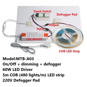 Dotykowy włącznik LED do lustra z funkcją antymgielną A03 cob led suit